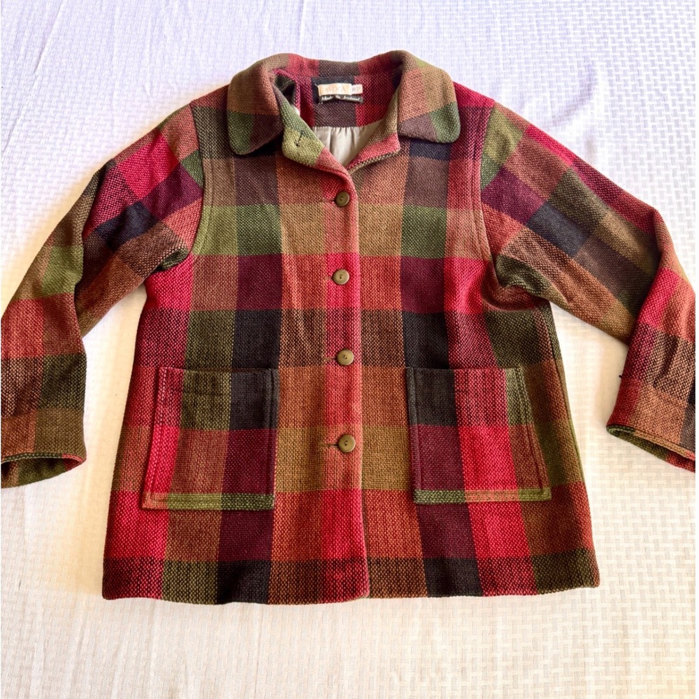 Avoca Handweavers Ireland Wool Chenille Plaid Jacket Multi Color EUR 42 UK 16